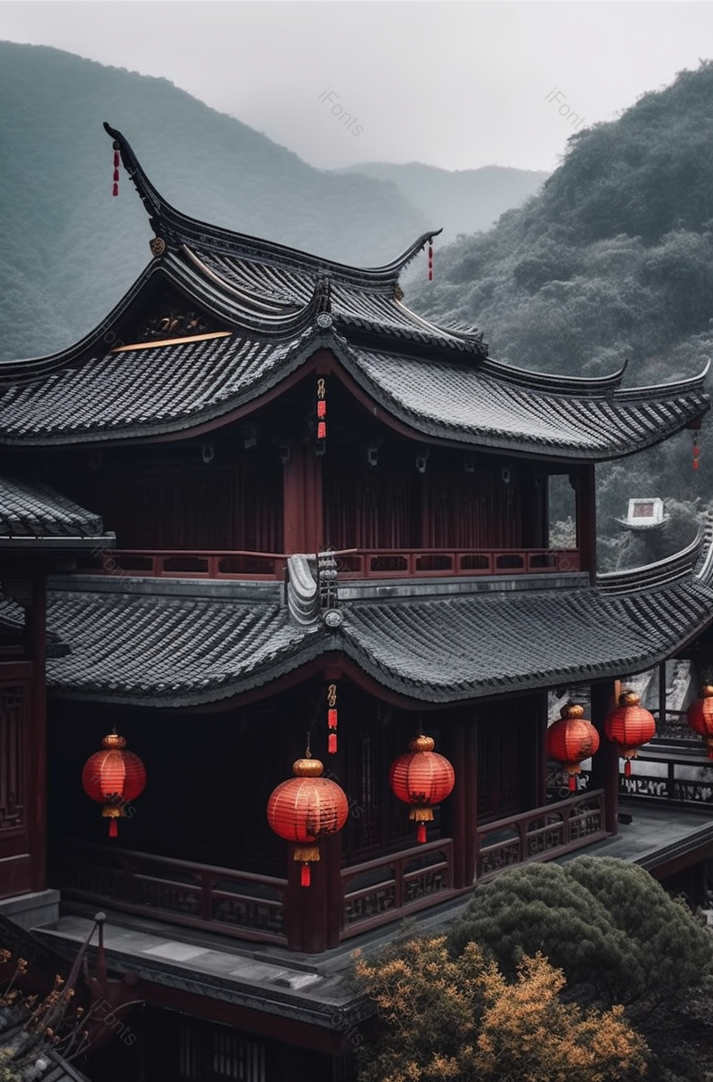 树林里的中国寺庙建筑,高清,摄影图,摄影图片,图片大全,摄影图免费下载